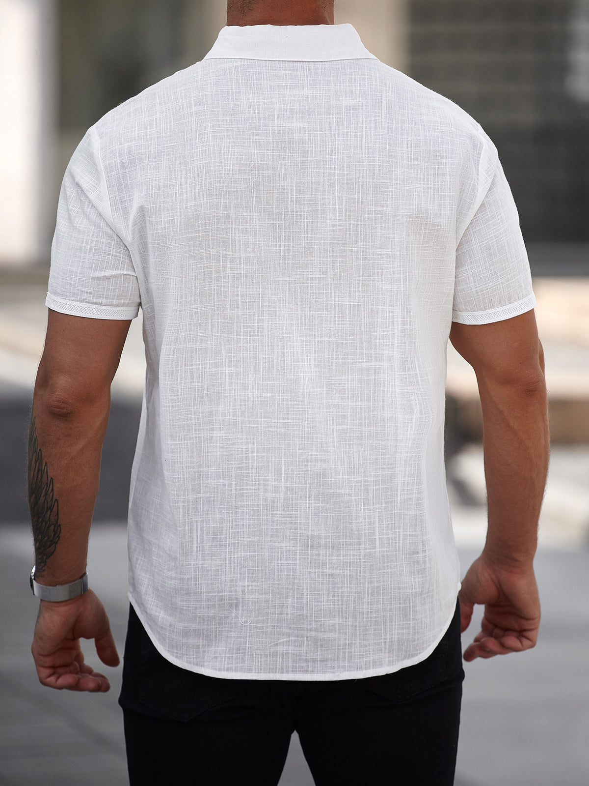 Camisa de Algodón Puro Manga Corta | Bolsillo Delantero