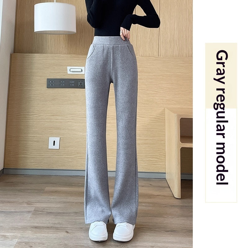 Pantalones Chenille Pierna Ancha | Tiro Alto con Forro