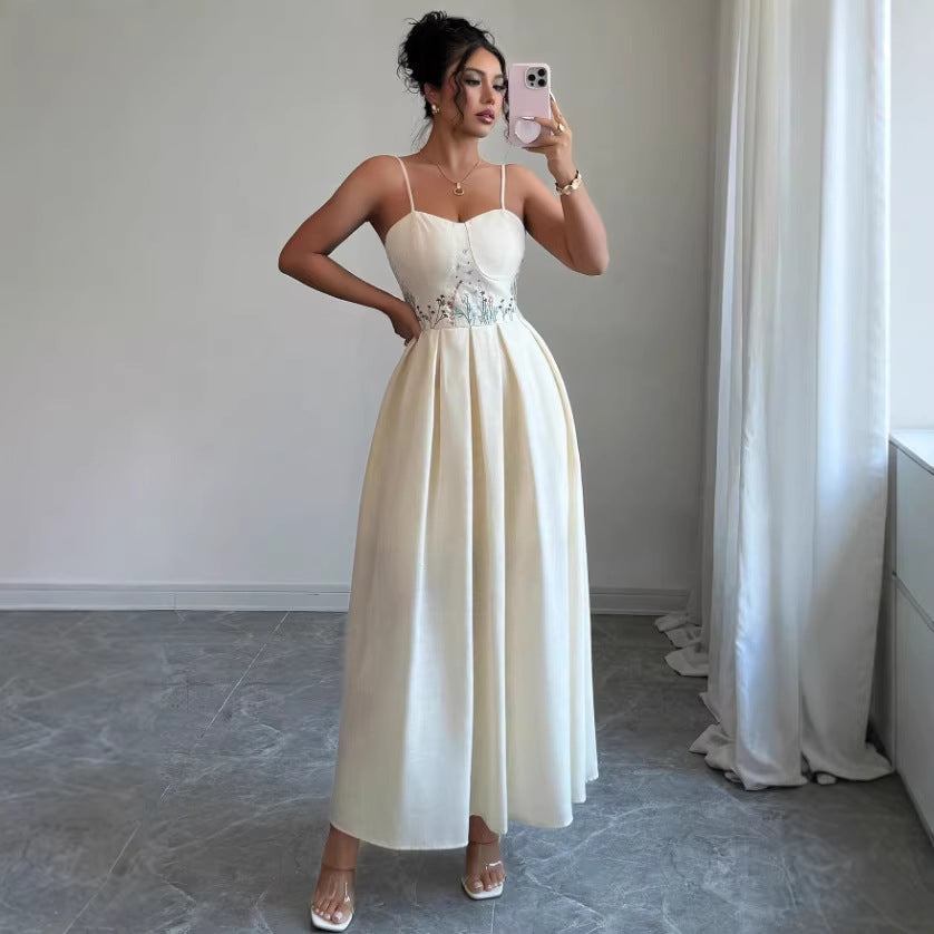 Vestido Largo Blanco sin Tirantes | Con Bordado