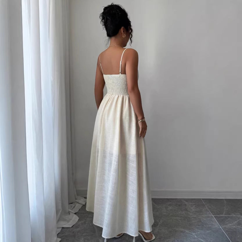 Vestido Largo Blanco sin Tirantes | Con Bordado