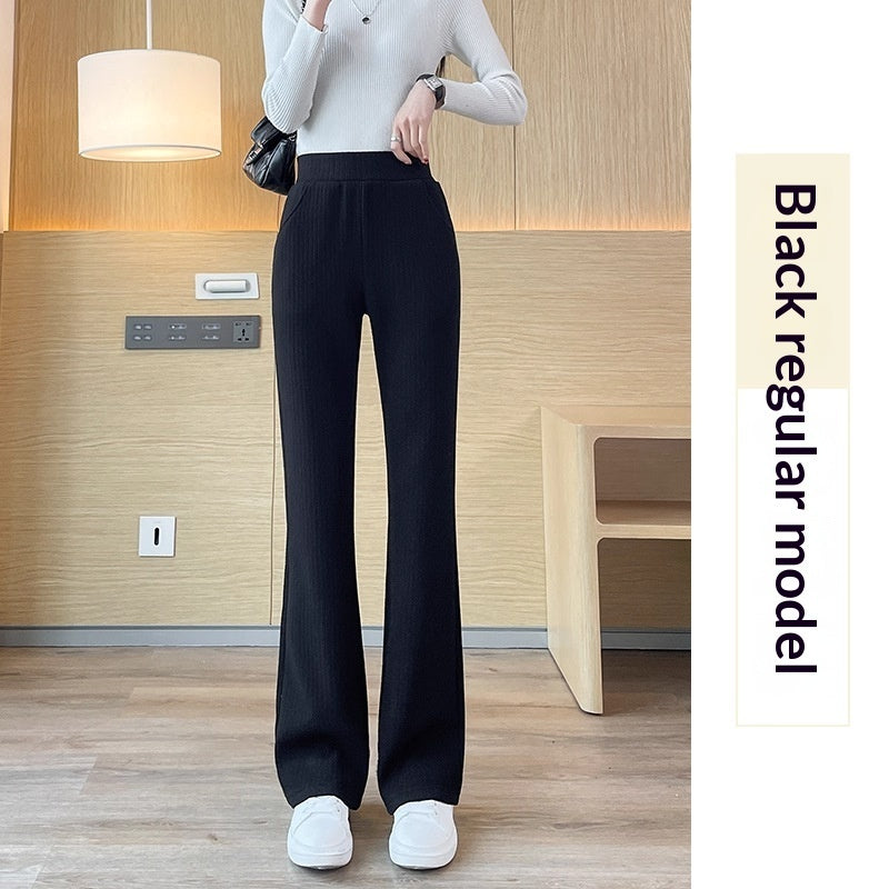 Pantalones Chenille Pierna Ancha | Tiro Alto con Forro