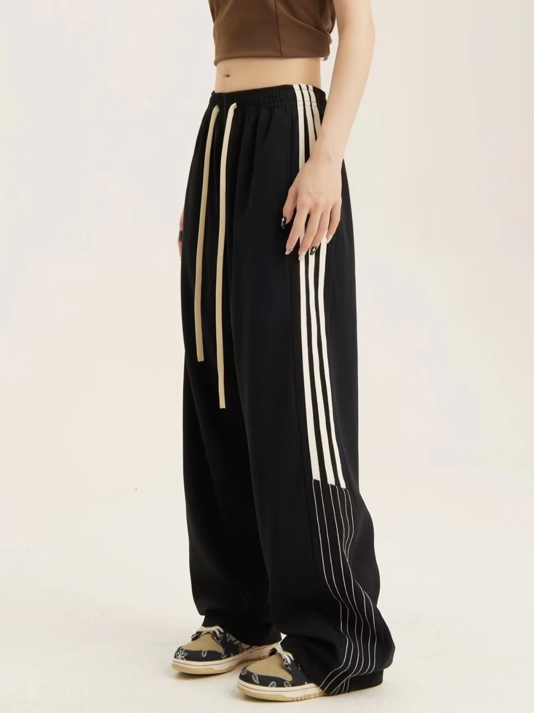 Pantalón Casual Unisex de Poliéster | Diseño a Rayas