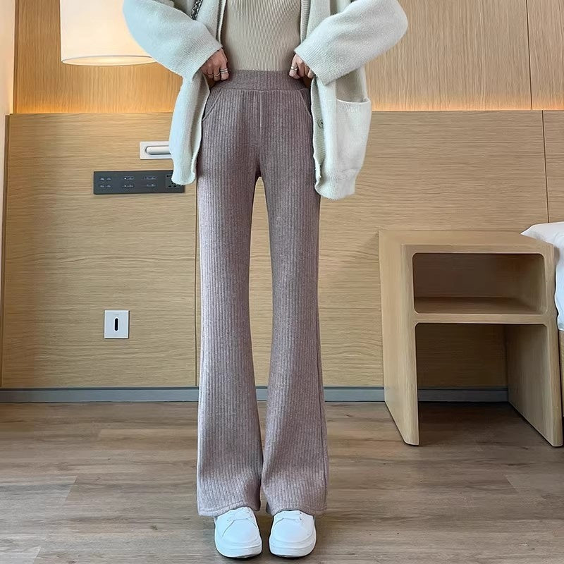 Pantalones Chenille Pierna Ancha | Tiro Alto con Forro