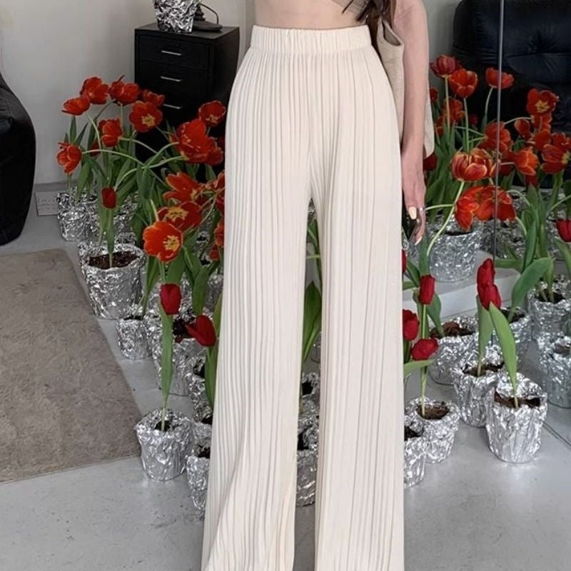 Pantalón Palazzo Plisado de Cintura Alta | Negro o Blanco
