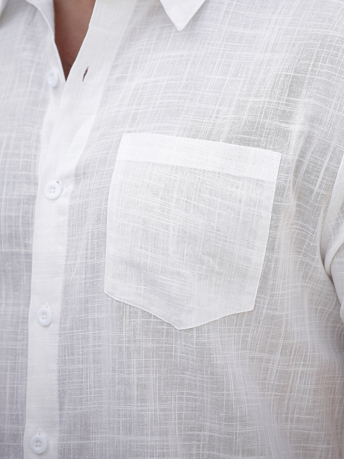 Camisa de Algodón Puro Manga Corta | Bolsillo Delantero