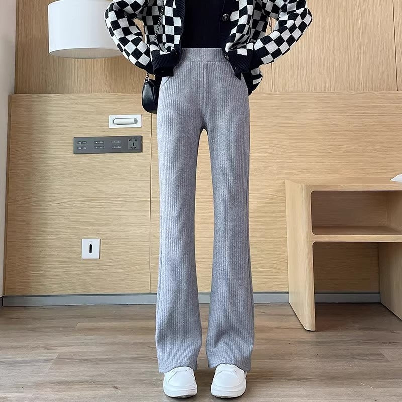 Pantalones Chenille Pierna Ancha | Tiro Alto con Forro