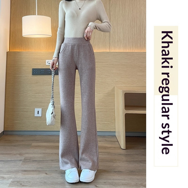 Pantalones Chenille Pierna Ancha | Tiro Alto con Forro