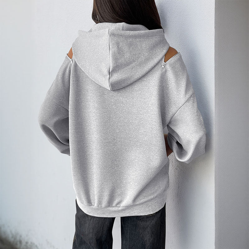 Sudadera con Capucha y Cordón | Poliéster Gris Premium