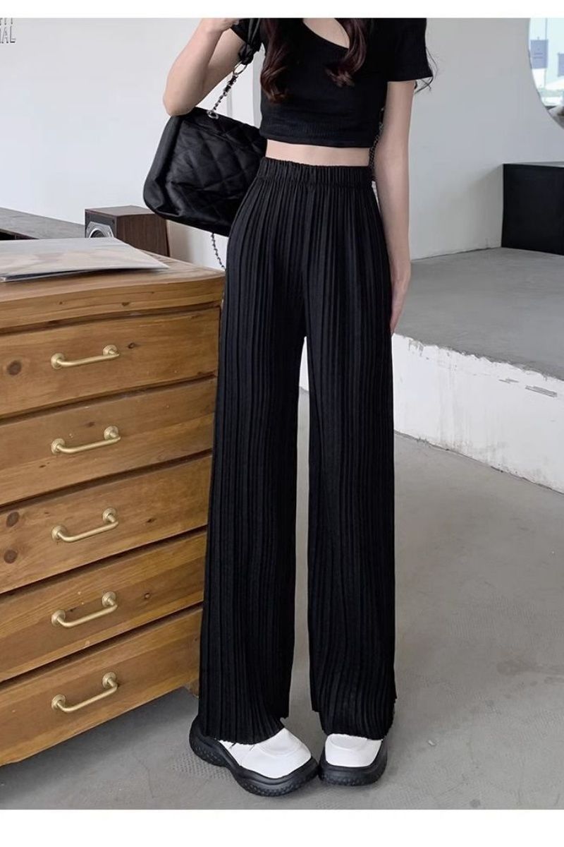 Pantalón Palazzo Plisado de Cintura Alta | Negro o Blanco