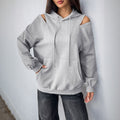 Sudadera con Capucha y Cordón | Poliéster Gris Premium