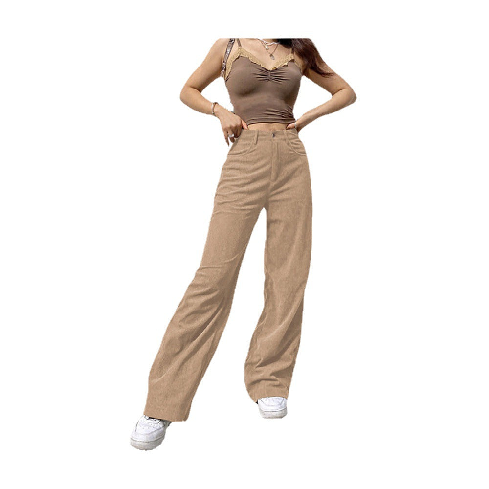 Pantalones de Pana Cintura Alta | Corte Recto Slim
