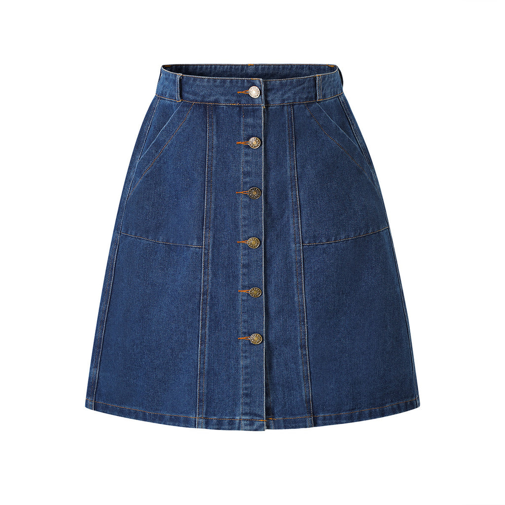 Falda de Mezclilla Azul Oscuro | Con Bolsillos