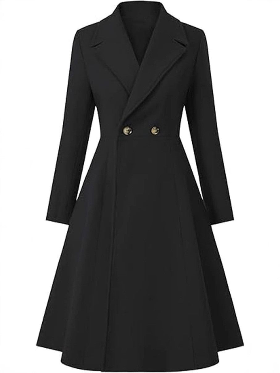 Gabardina Larga Doble Botonadura | Mezcla de Lana Premium