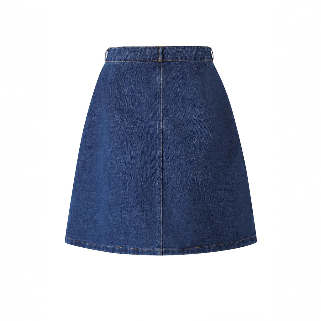Falda de Mezclilla Azul Oscuro | Con Bolsillos