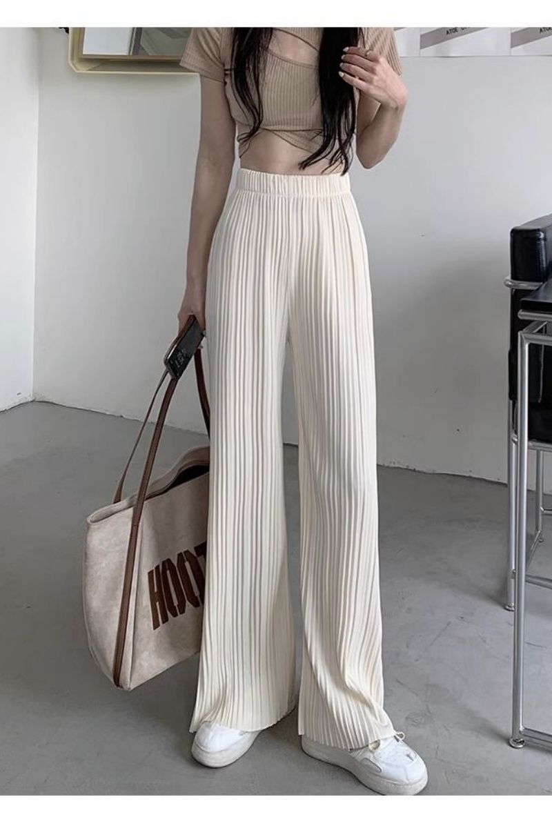 Pantalón Palazzo Plisado de Cintura Alta | Negro o Blanco