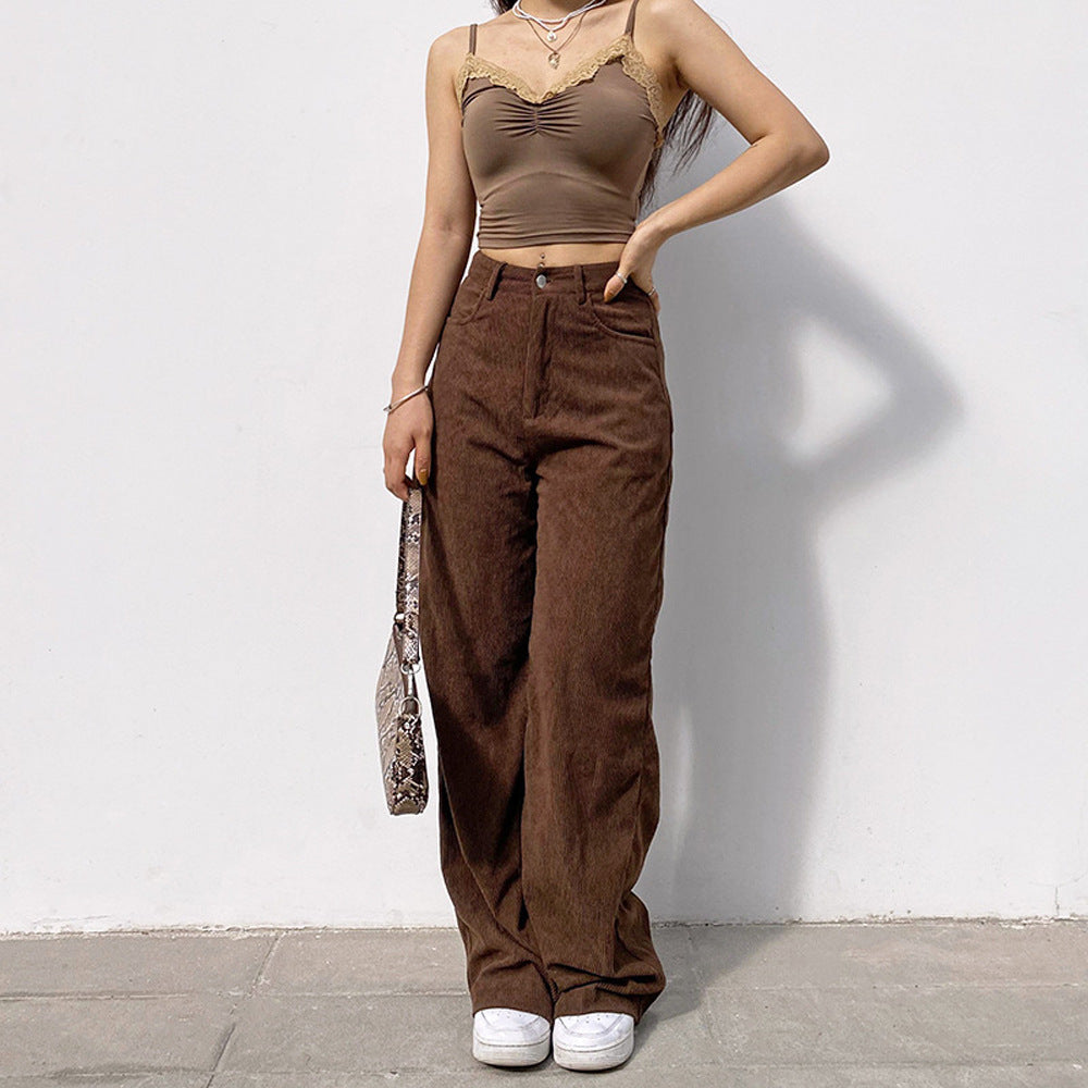 Pantalones de Pana Cintura Alta | Corte Recto Slim